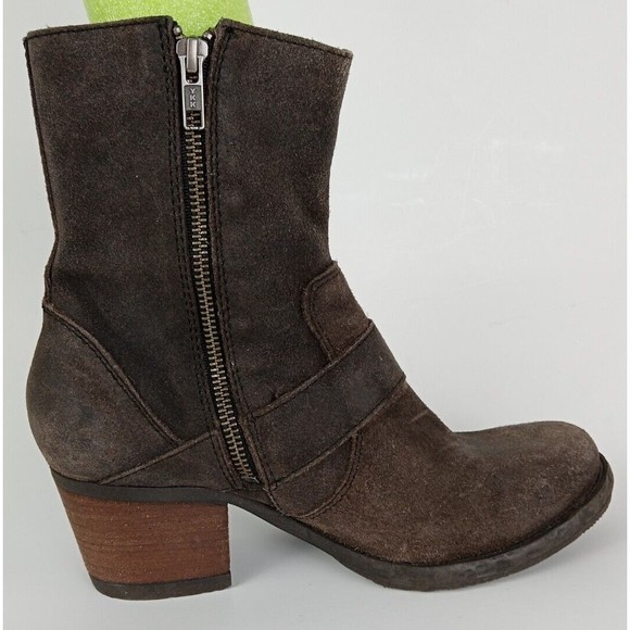 Born Galene Rustic Brown Leather Suede Distressed Moto Boots Womens Size 8.5 - Picture 6 of 9